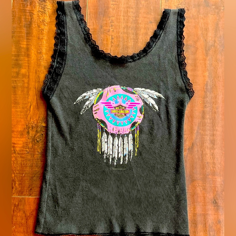 1992 Harley Davidson Vintage Dream Catcher Lace Ribbed Tank Size Small
